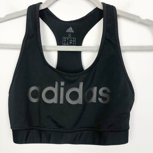 ADIDAS | Climalite Black Racerback Sports Bra Black Graphic Women’s Size Small - Picture 1 of 8